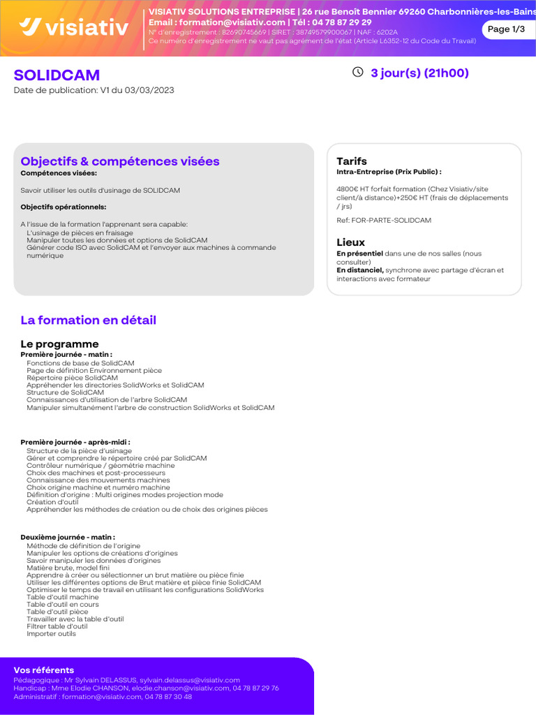 Formation SOLIDCAM : Usinage et Compétences | PDF | Usinage