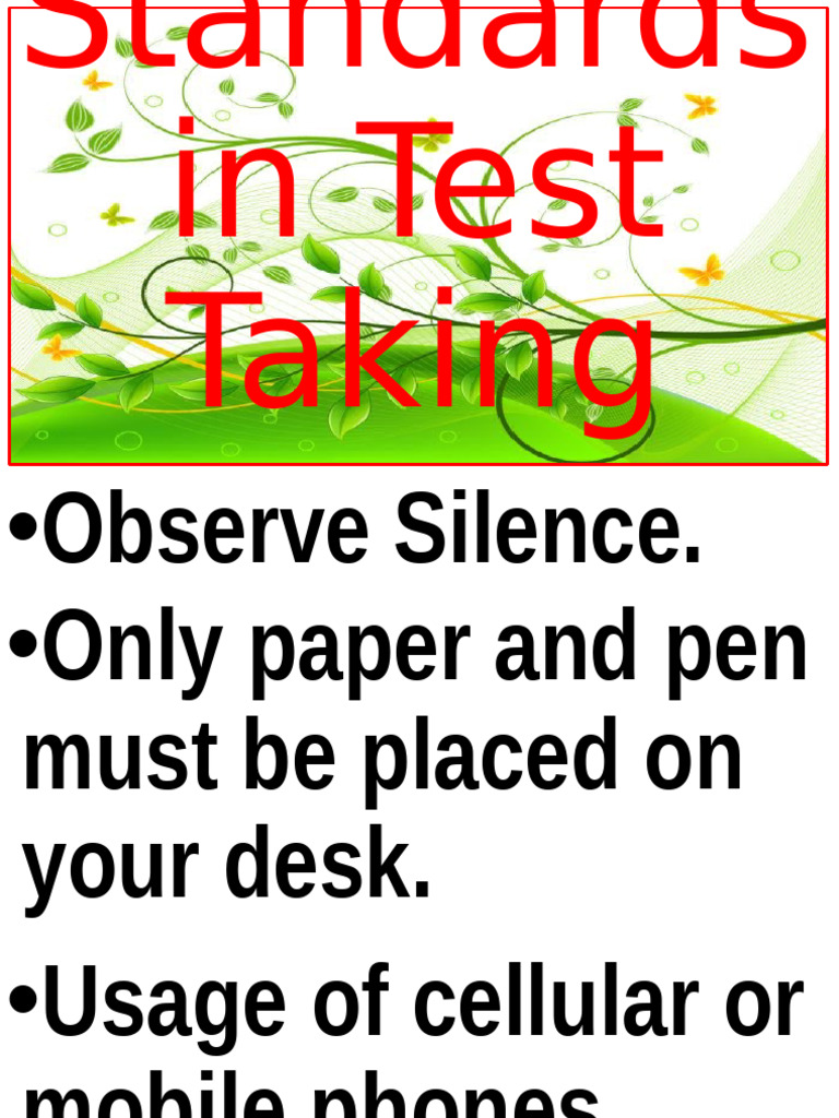 Test Taking Guidelines | PDF