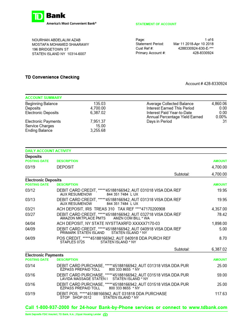 View PDF Statement 2018-04-10 PDF | PDF | Debit Card | Credit Card