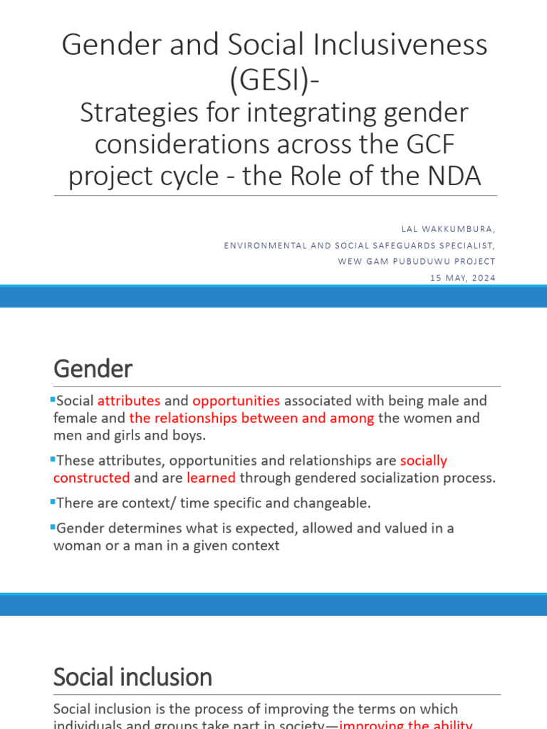 Gender Inclusiveness in GCF Projects | PDF | Social Exclusion | Gender