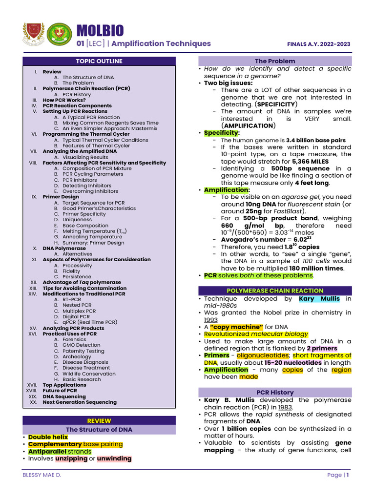 PCR Techniques and Applications Guide | PDF | Polymerase Chain Reaction ...