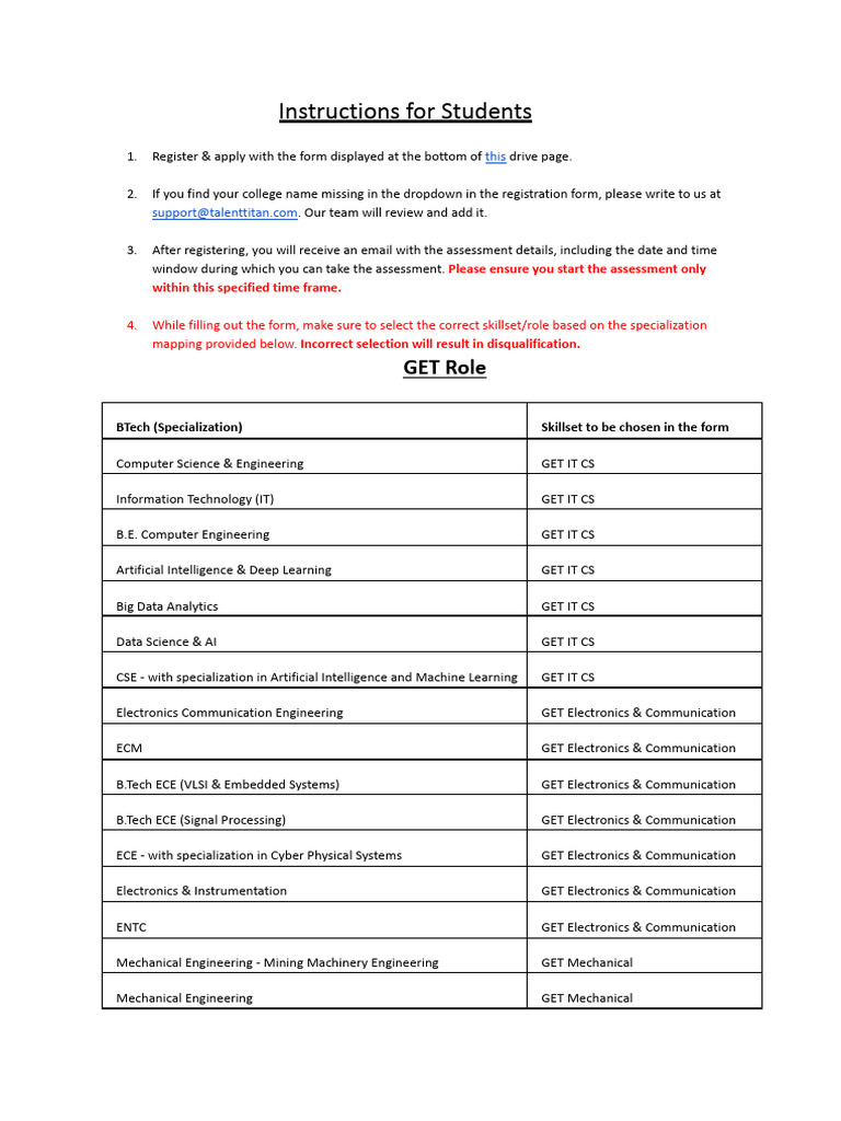 Mahindra Campus Hiring Instructions | PDF | Mechanical Engineering ...