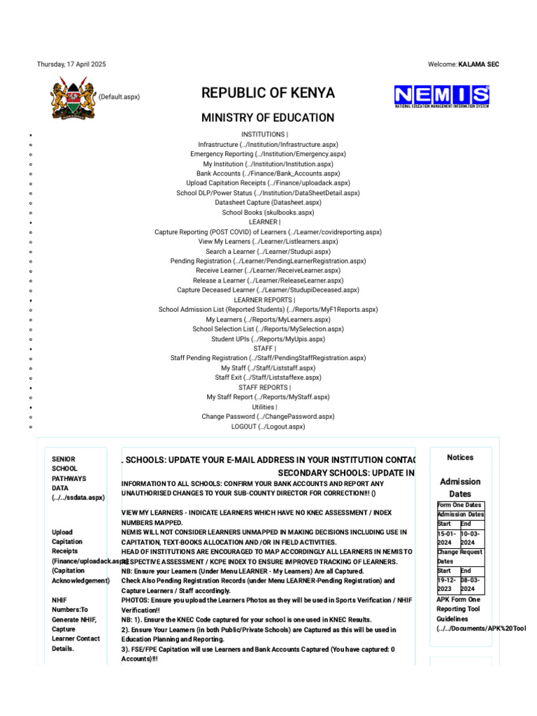 NEMIS Portal User Guidelines | PDF | Computing
