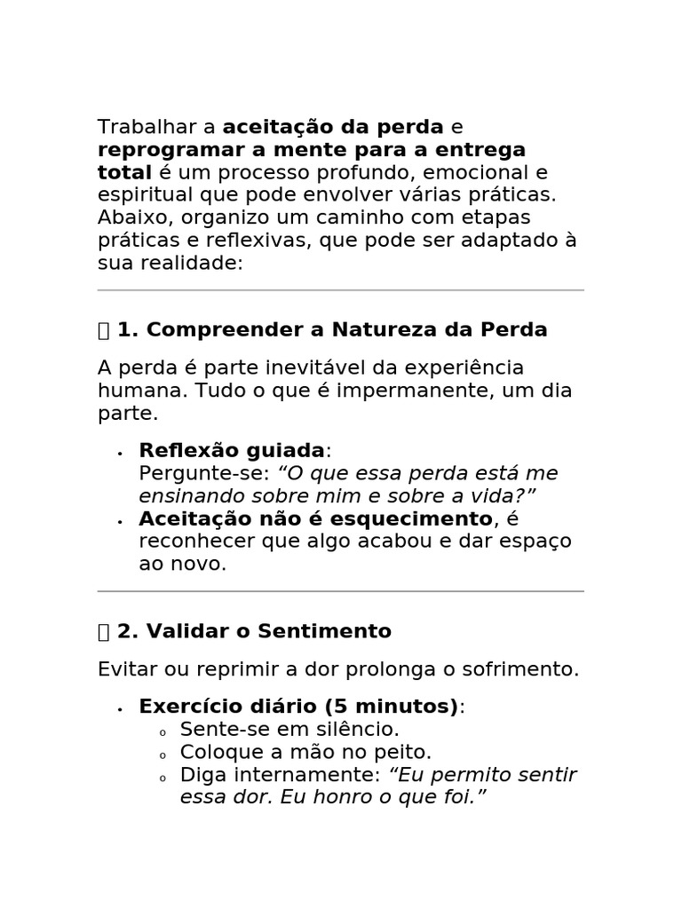 Aceitação da Perda e Reprogramação Mental | PDF | Amor | Dor