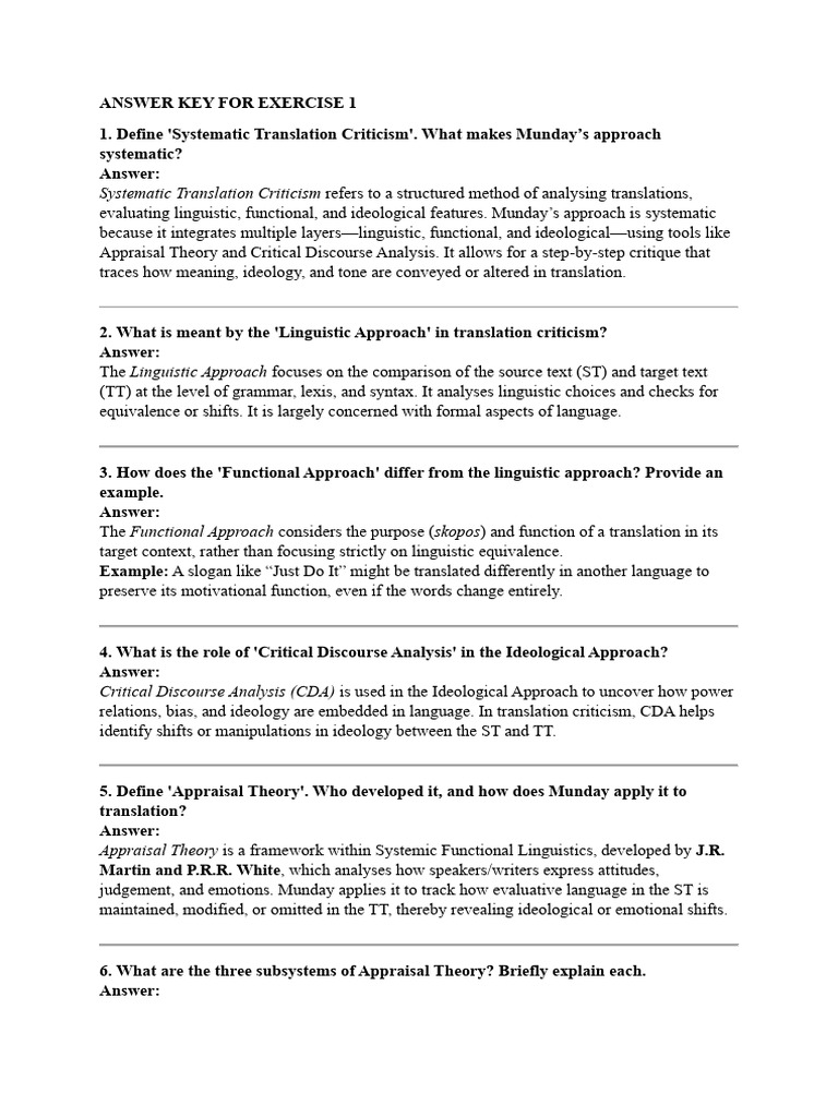 Systematic Translation Criticism Overview | PDF | Linguistics ...