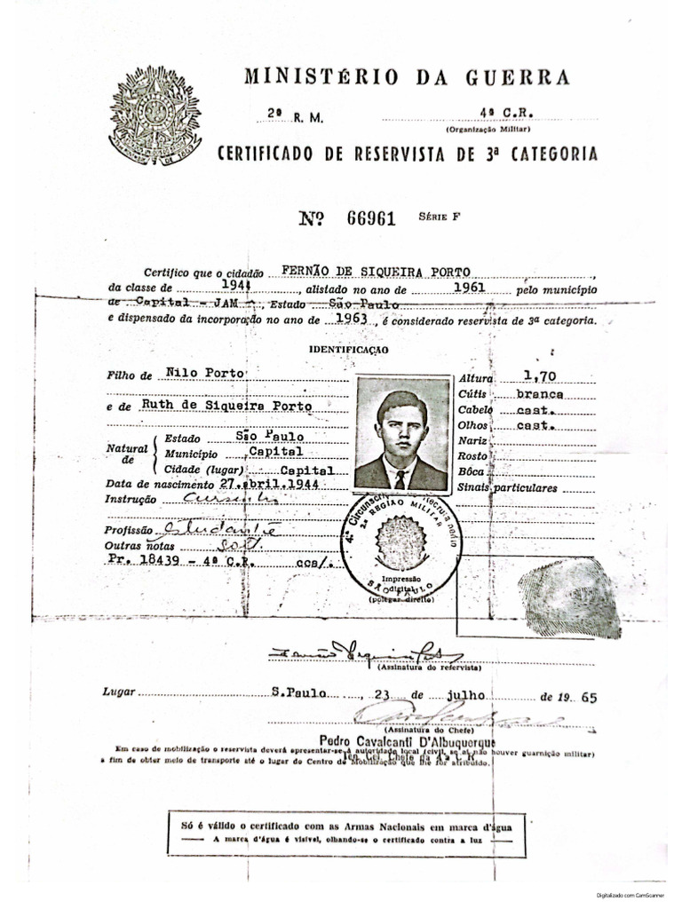 Certificado Reservista Fernão | PDF