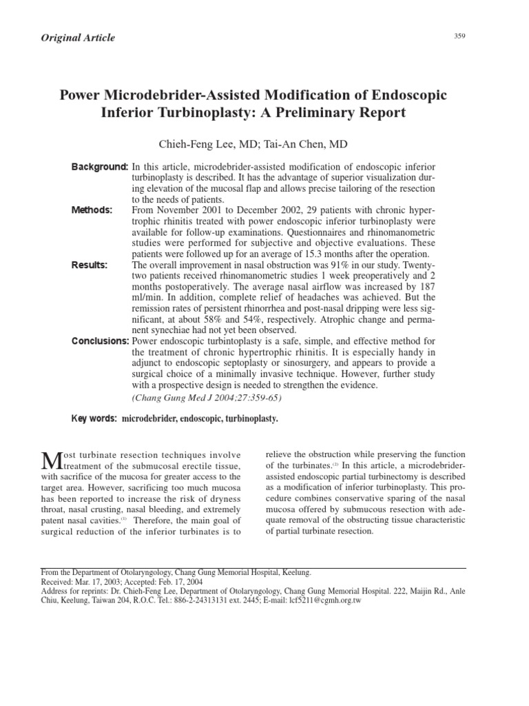 Turbinoplasty PDF Surgery Endoscopy