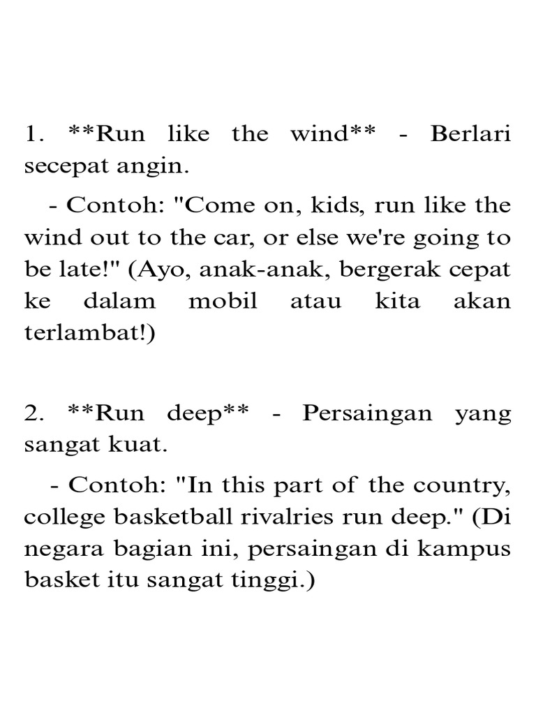 Lari Santai dan Malam dalam Bahasa Inggris | PDF