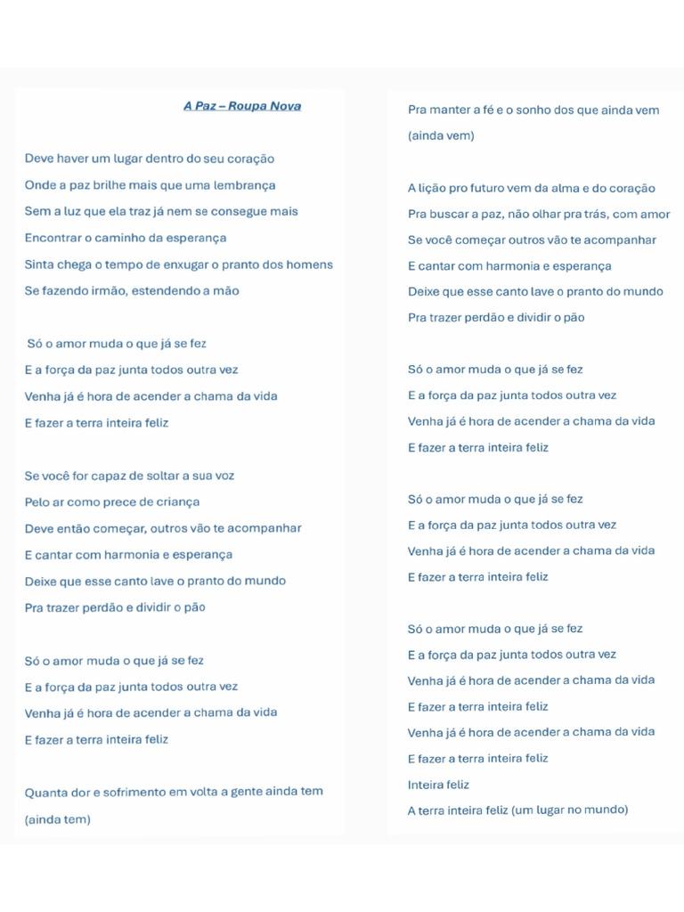A Paz - Letra | PDF