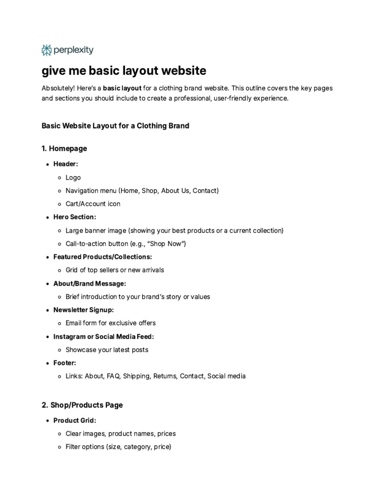 Give Me Basic Layout Website | PDF