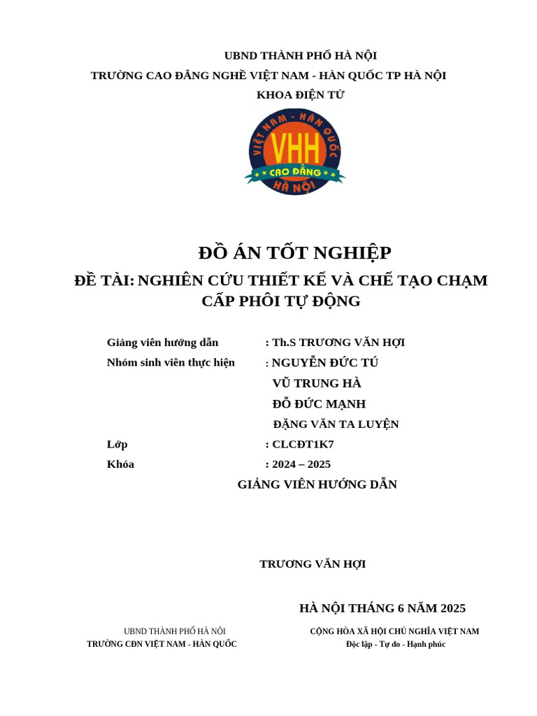 Đồ Án Tốt Nghiệp: Đề Tài: Nghiên Cứu Thiết Kế Và Chế Tạo Chạm Cấp Phôi ...