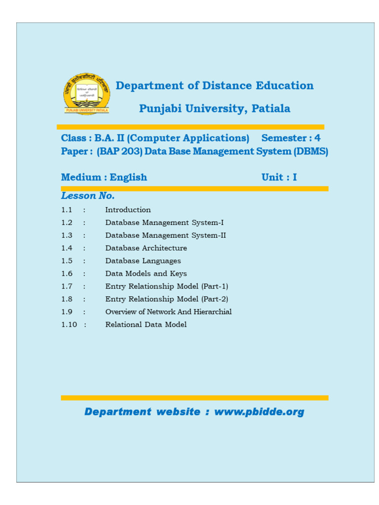 b.a (Computer App.)-II, Sem-IV, P-bap203u1e (1) | PDF | Databases ...