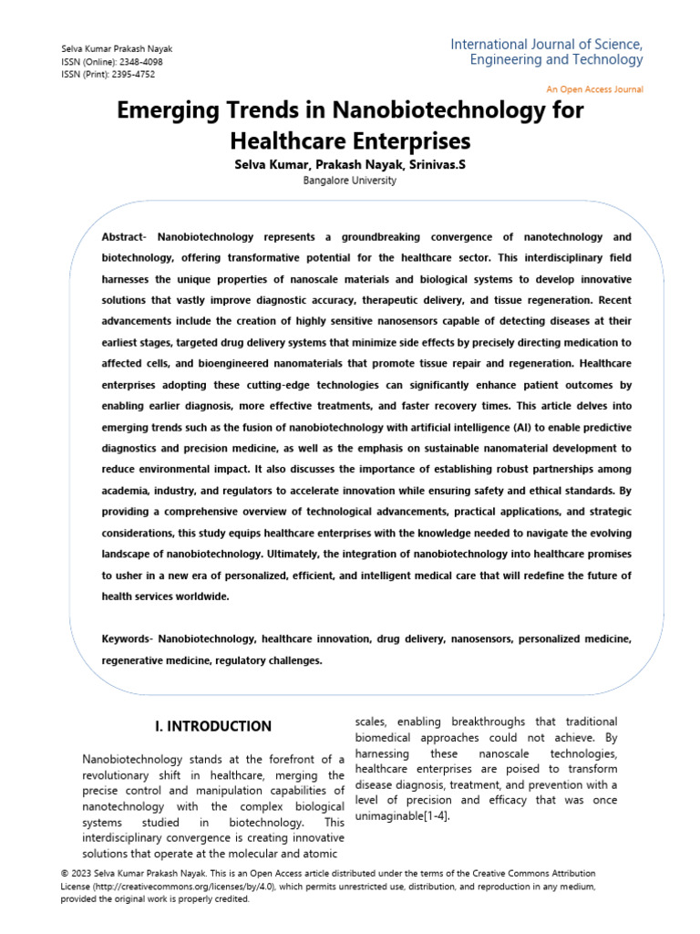 Emerging Trends in Nanobiotechnology For Healthcare Enterprises | PDF ...