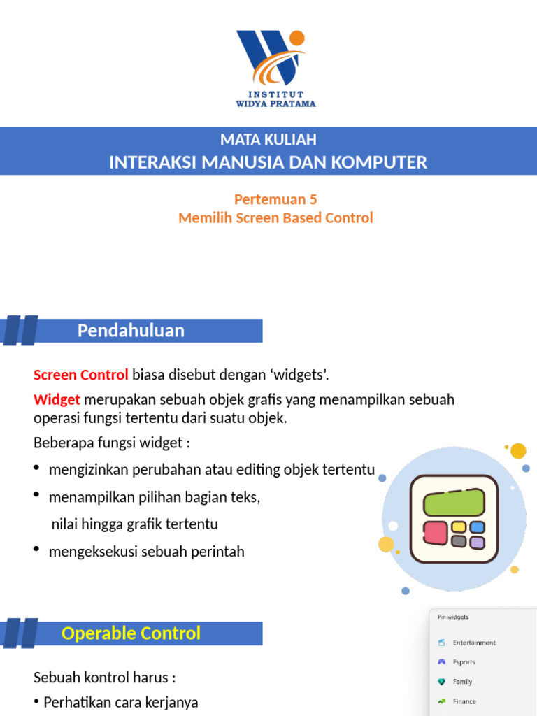 Memilih Kontrol Layar dalam HCI | PDF