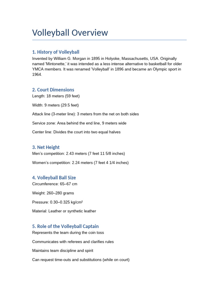 Volleyball Basics: History, Rules & Roles | PDF