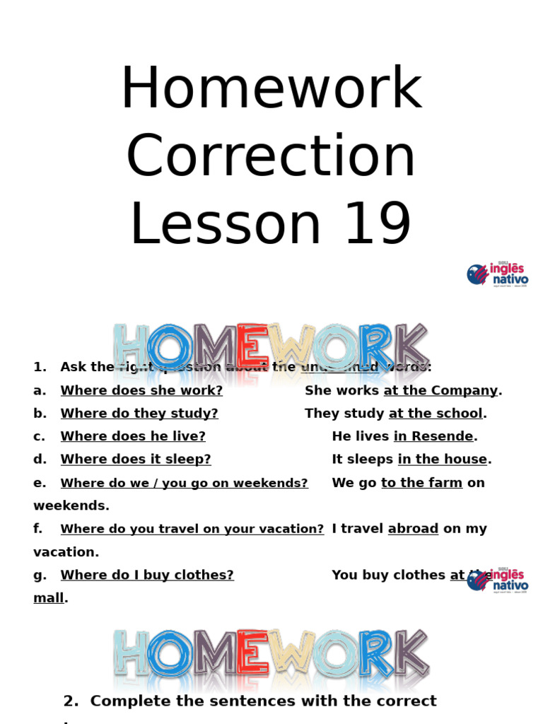 English Homework: Questions & Tenses | PDF | Workweek And Weekend ...