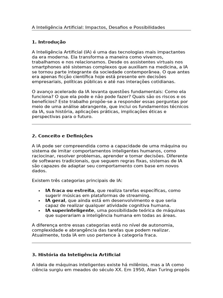 Impactos e Desafios da Inteligência Artificial | PDF | Inteligência ...