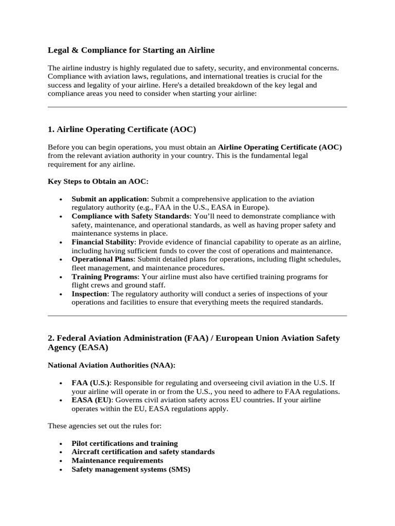Airline Compliance Essentials for Startups | PDF | Air Traffic Control ...