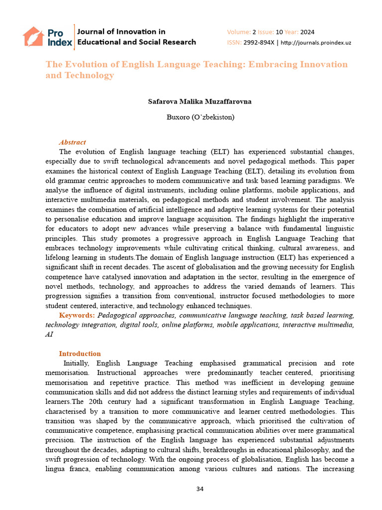 Innovations in English Language Teaching | PDF | Language Education ...