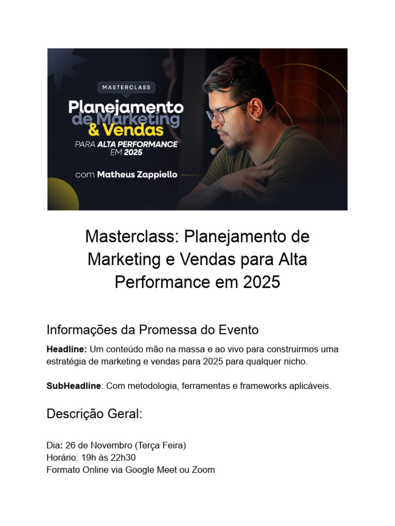 Masterclass Marketing e Vendas 2025 | PDF | Marketing | Mídia de massa