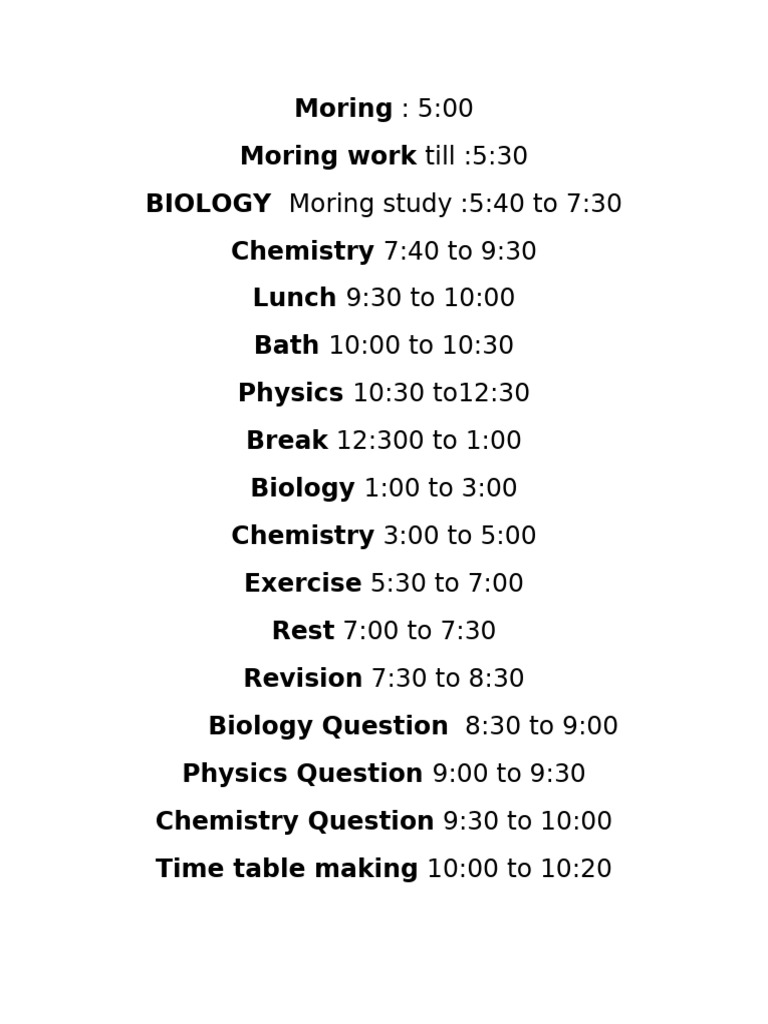 Daily Study Schedule and Routine | PDF