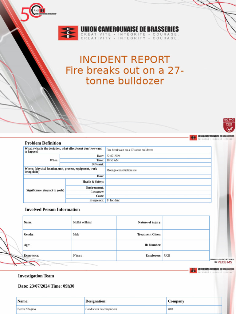 Incident - Report - Fire Breaks Out On A 27-Tonne Bulldozer | PDF