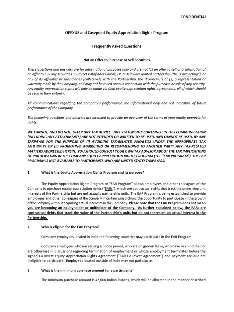 Equity Appreciation Rights Program Overview | PDF | Debt | Yield (Finance)