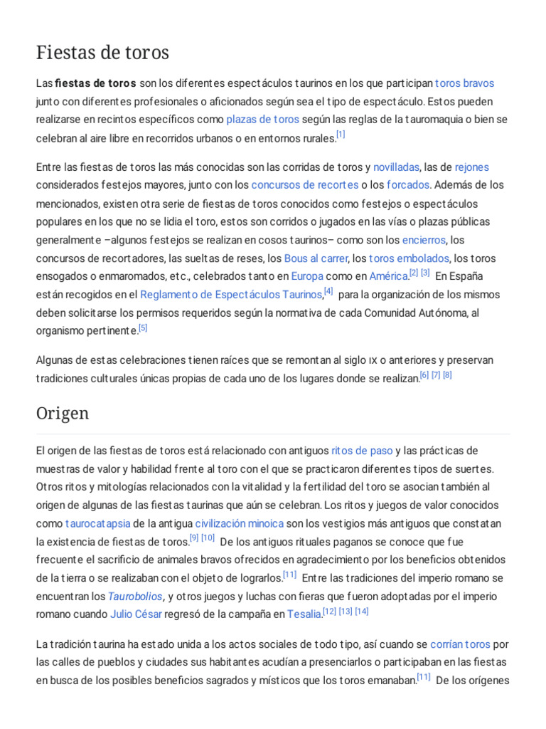 Fiestas de Toros - Wikipedia, La Enciclopedia Libre | PDF | Toreo ...