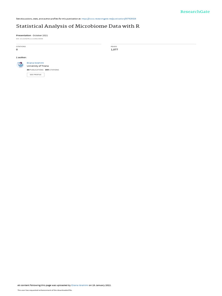 Microbiome Data Analysis with R | PDF | Student's T Test | Analysis Of ...