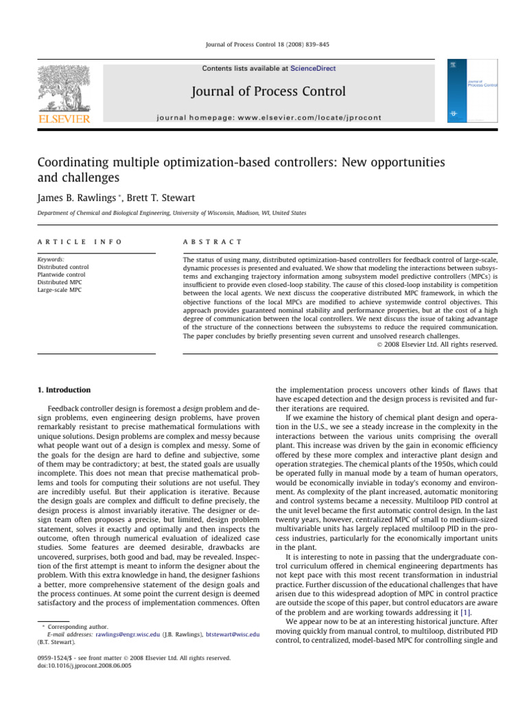 Coordinating Multiple Optimization-Based Controllers | PDF | Control ...