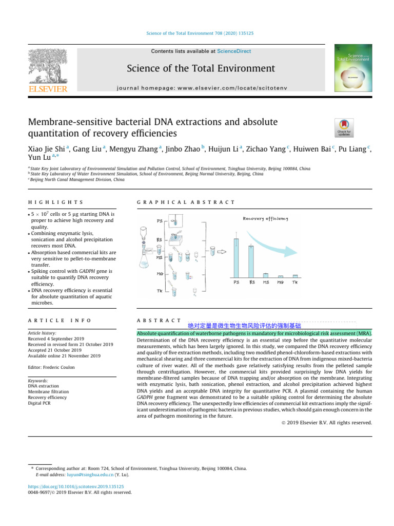 Membrane-Sensitive Bacterial DNA Extractions and Absolute Quantitation ...