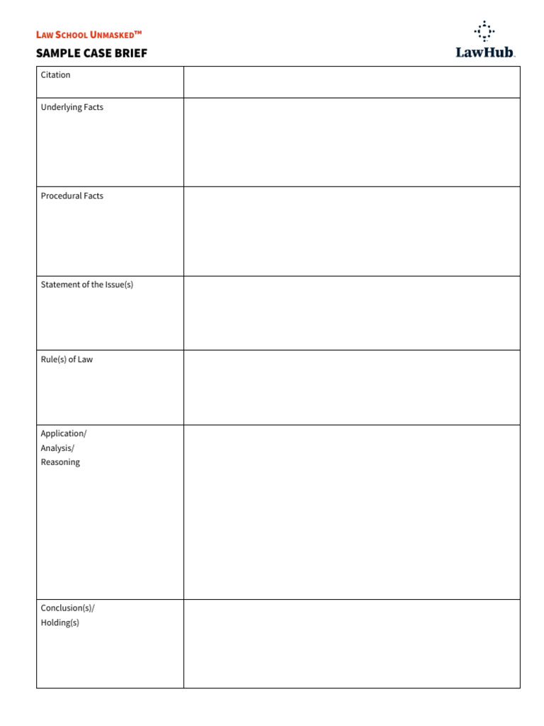 Sample Case Brief Template | PDF