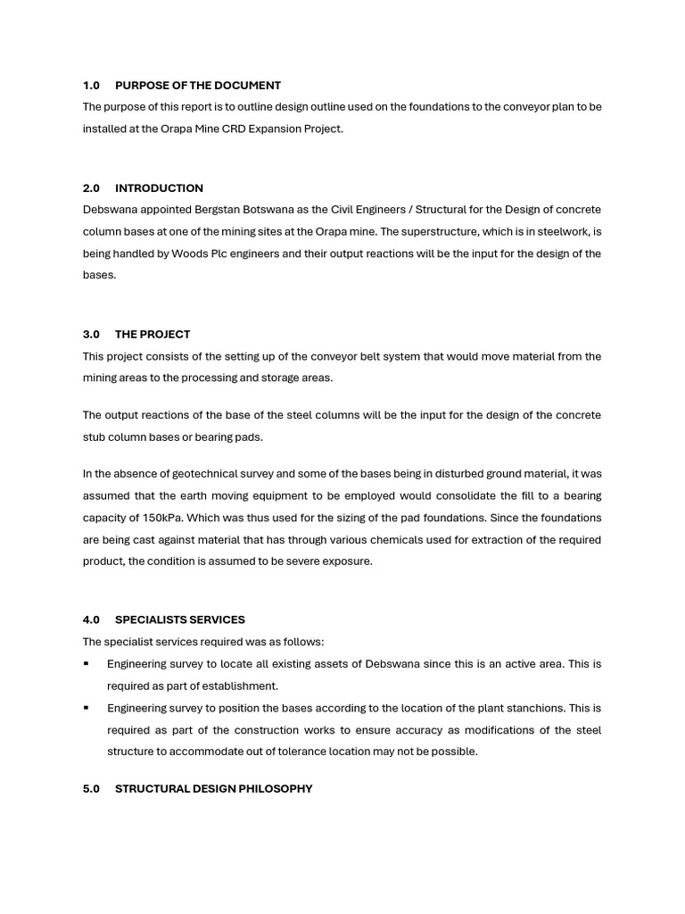 Design Report Template | PDF | Concrete | Structural Steel