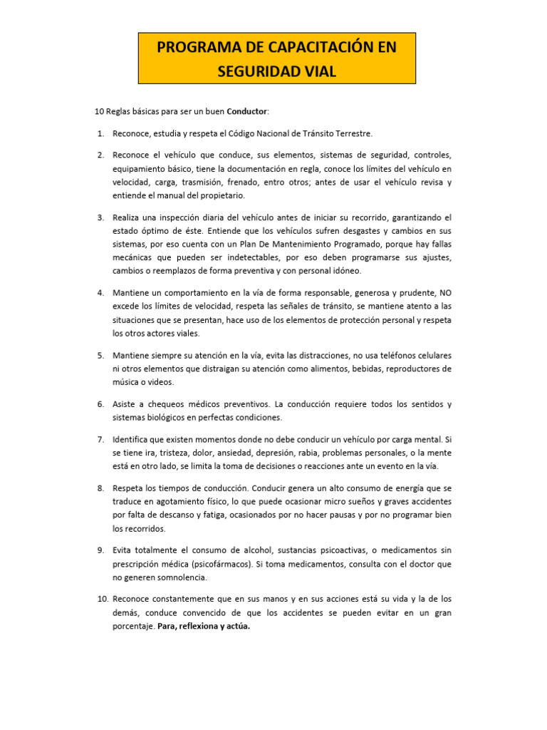 10 Reglas para Conducir Seguro | PDF | Seguridad vial