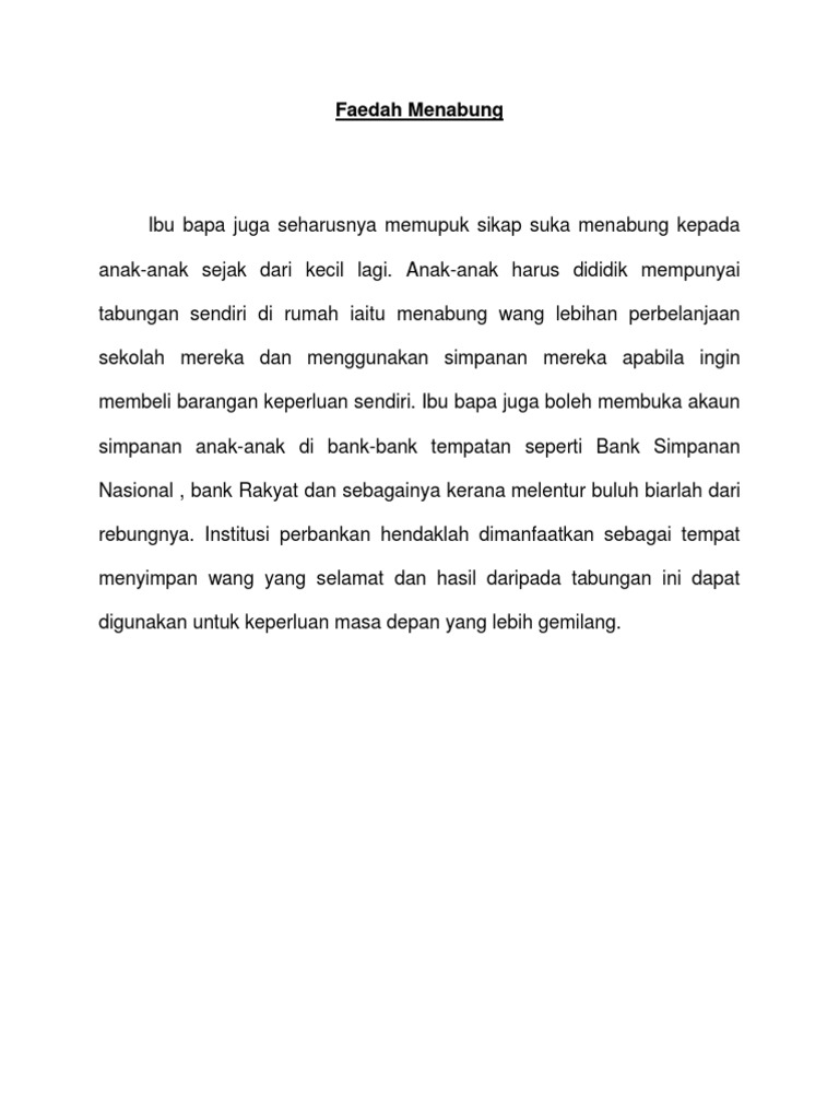 Faedah Menabung Pdf