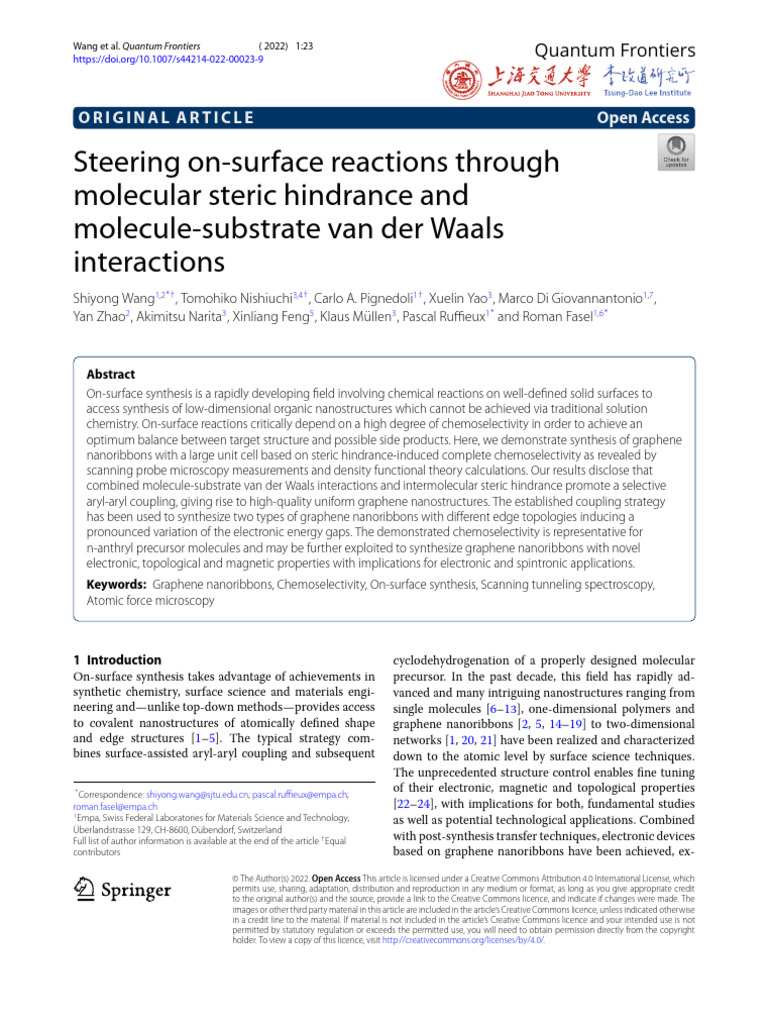 Steering On-Surface Reactions Through Molecular ST | PDF | Graphene ...