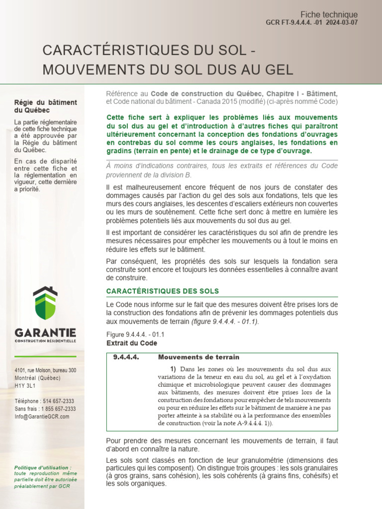 Mouvements du sol dus au gel au Québec | PDF | Fondation (construction ...