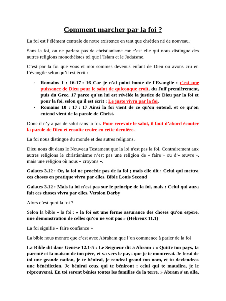 Marcher par la foi selon la Bible | PDF | Abraham | Épître aux Romains