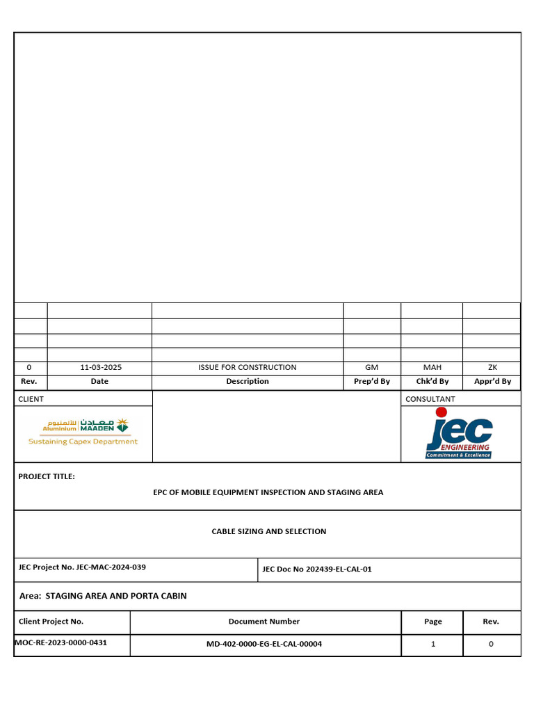 Mobile Equipment Cable Sizing Guide | PDF | Electrical Wiring | Electricity