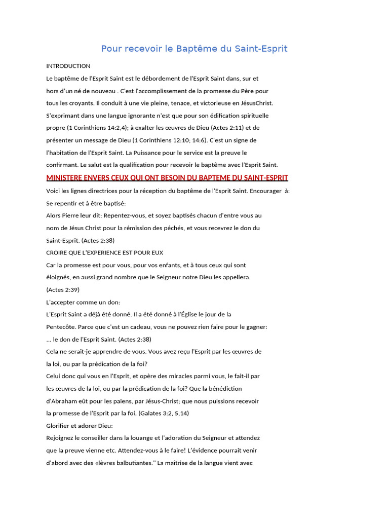 Recevoir le Baptême du Saint-Esprit | PDF | Baptisme | Saint-Esprit