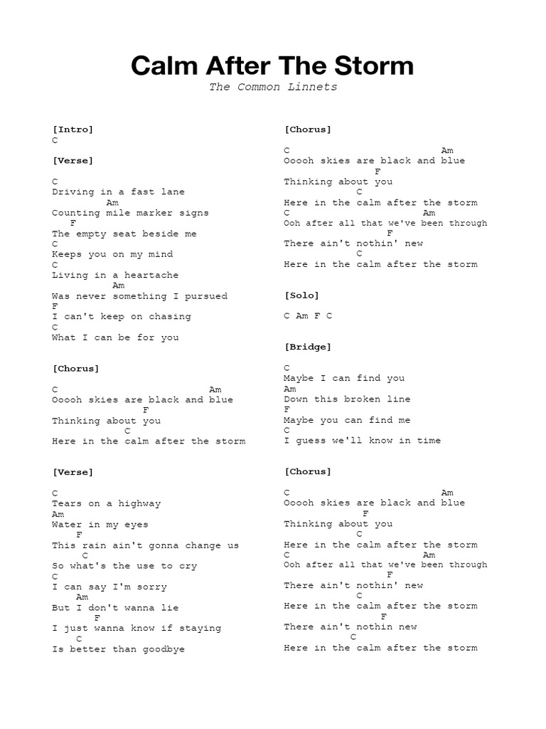 Calm After The Storm Lyrics