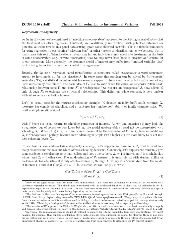 Understanding Instrumental Variables in Econometrics | PDF | Regression ...