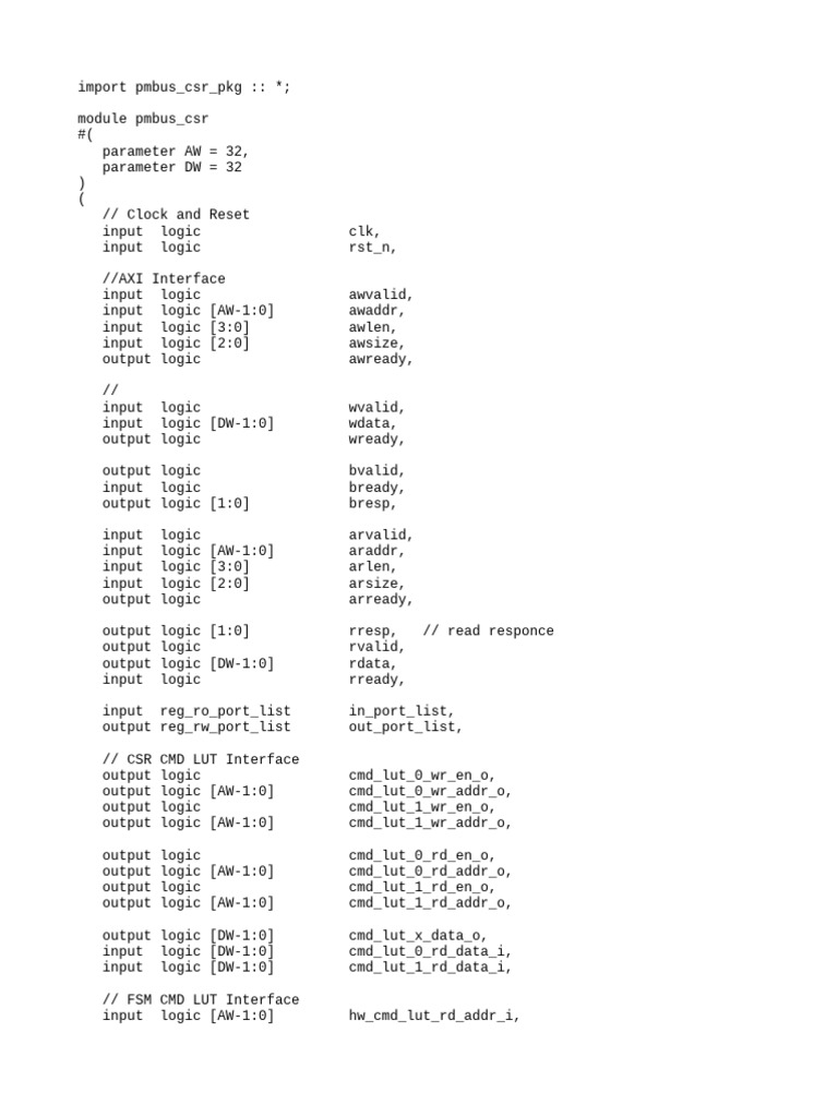 PMBus CSR AXI Interface Module | PDF | Computer Engineering | Electronics