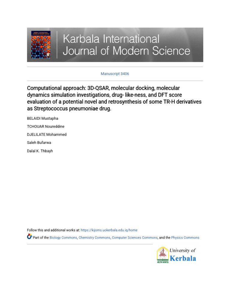 3D-QSAR and Docking for TR-H Antibiotics | PDF | Quantitative Structure ...