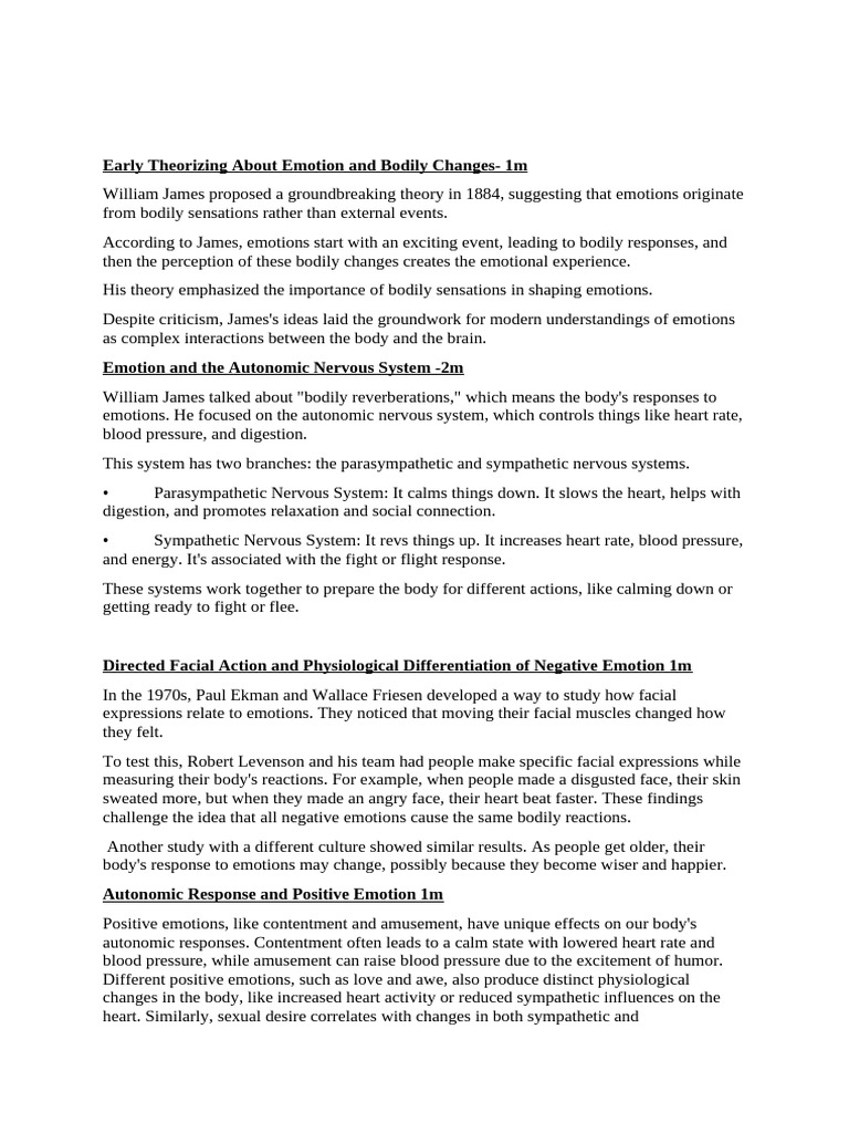 Understanding Emotions Through Bodily Changes | PDF | Emotions | Reward ...