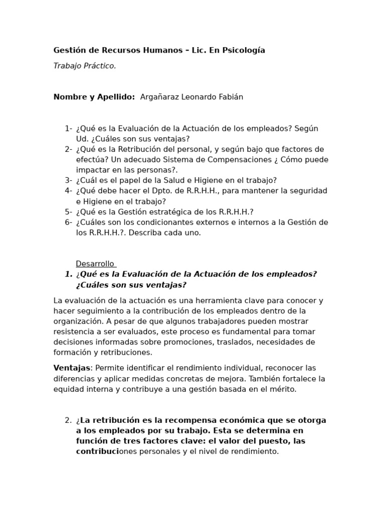 Gestion Rrhh Pdf Gestión De Recursos Humanos Gestión Estratégica