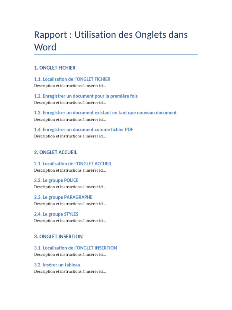 Utilisation des Onglets dans Word | PDF