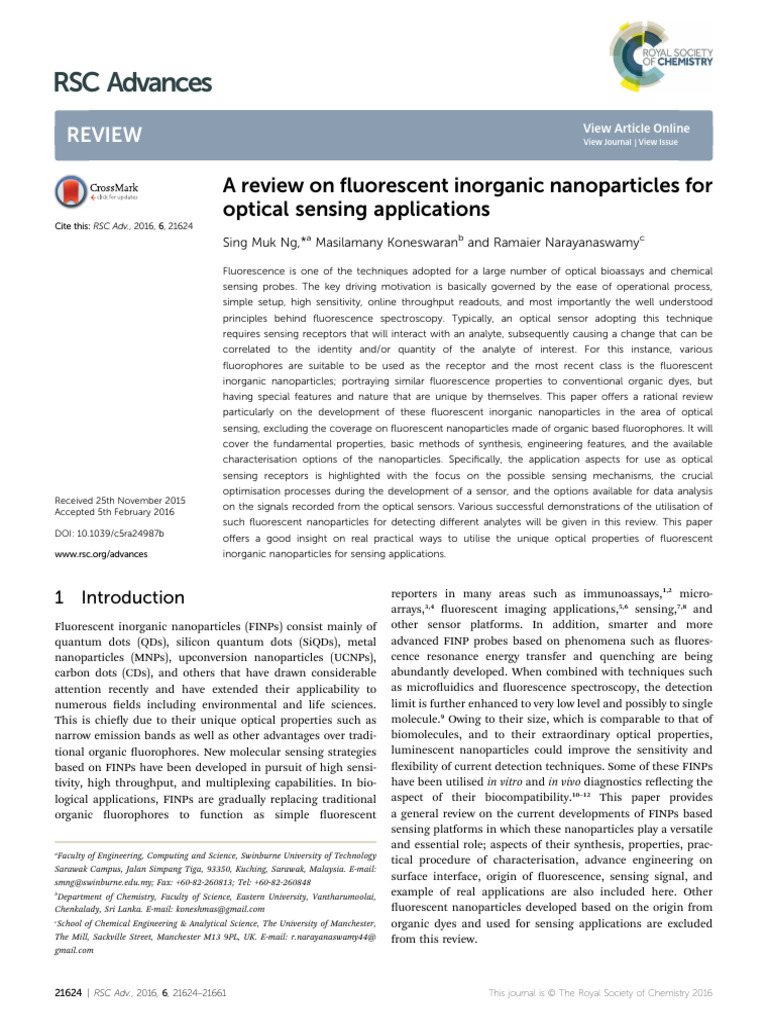 Fluorescent Inorganic Nanoparticles Review | PDF | Nanoparticle ...