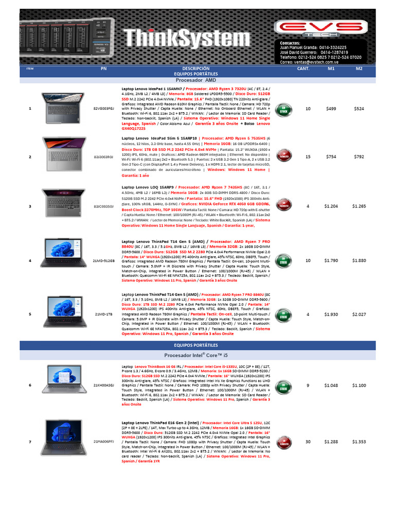 Lista General Evstech 26-05-2025 - Usd | PDF | Hdmi | Personal Computers