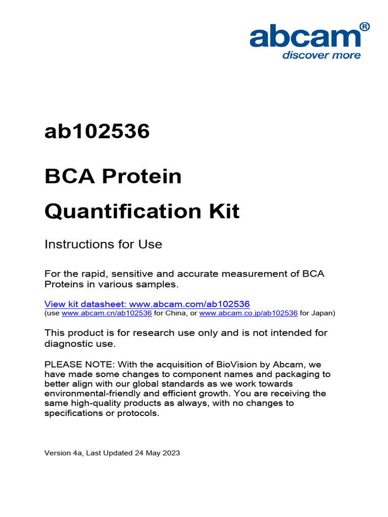 BCA Protein Quantification Kit Guide | PDF | Laboratory Techniques ...